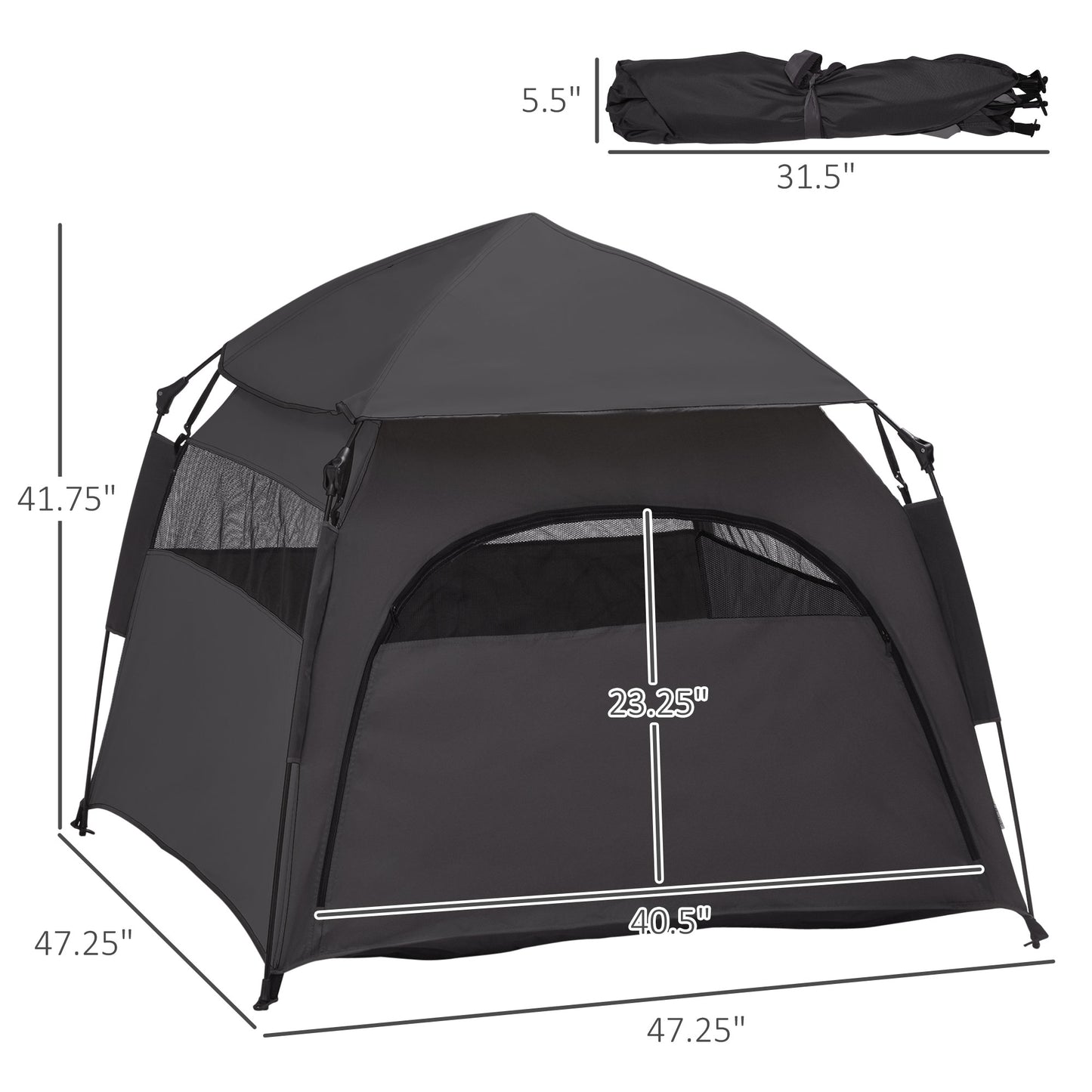 Portable Dog Tent with Carry Bag for Large Dogs, Sunshade & Ventilation