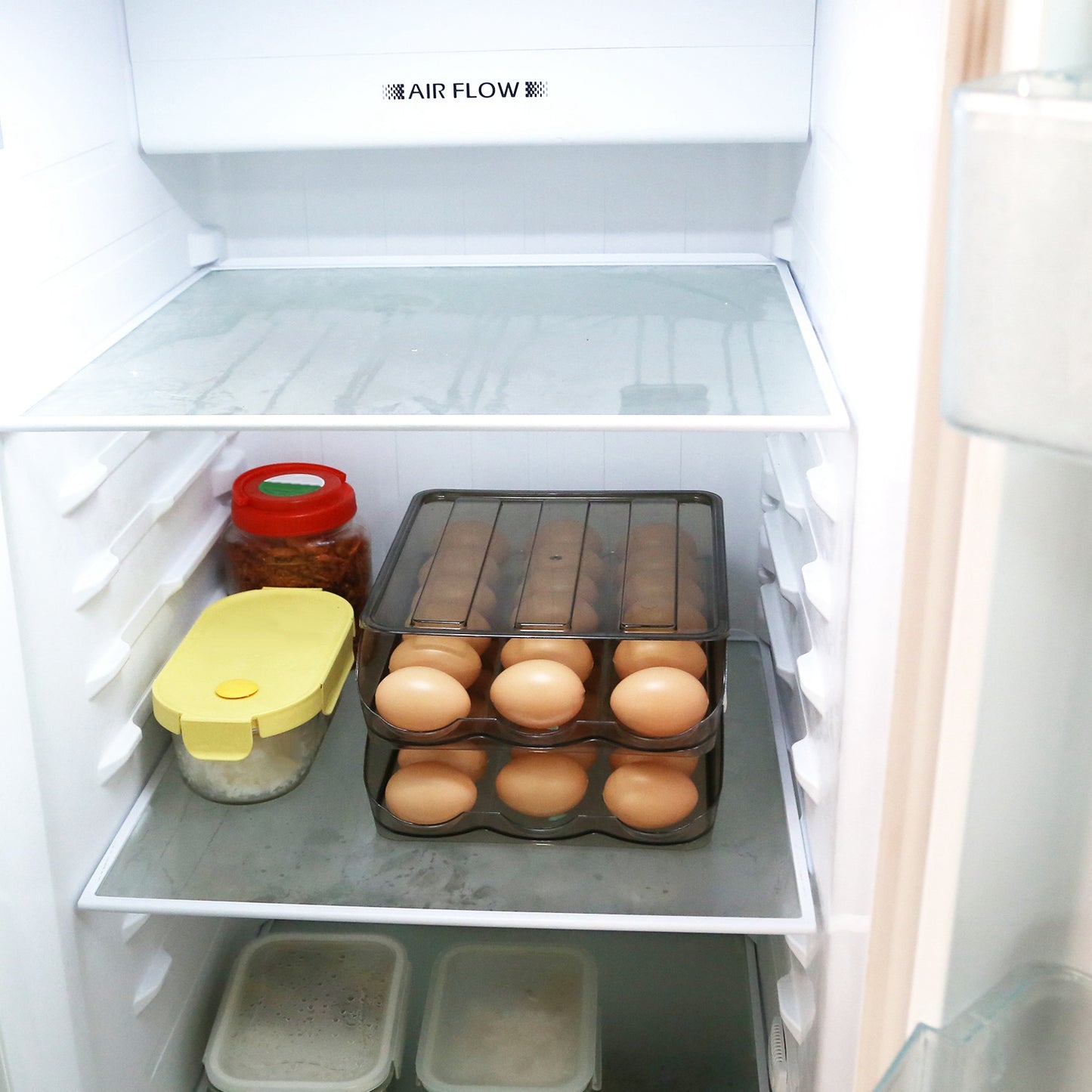 Egg Container Holder For Refrigerator Double Layer Storage Box With