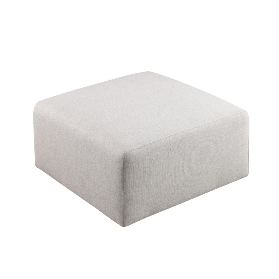 Beige Ottoman Storage Box - Chenille Upholstery