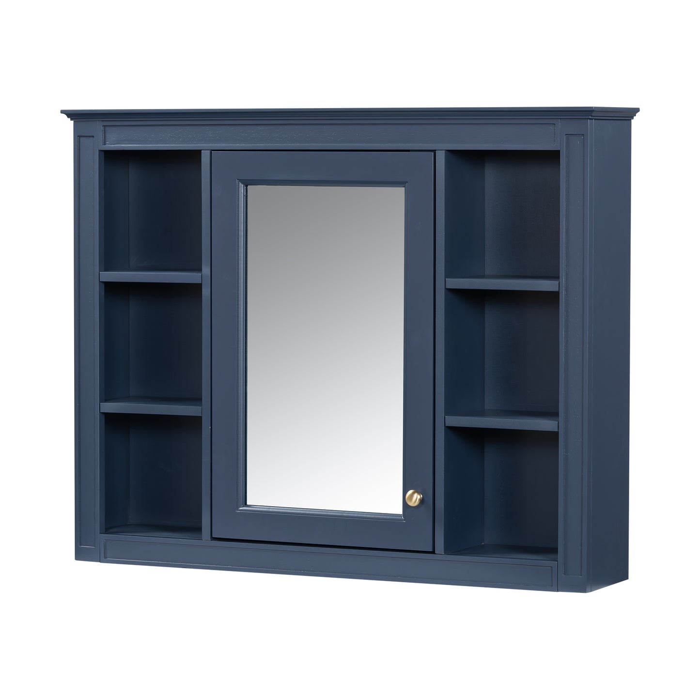 35'' x 28'' Wall Mounted Bathroom Storage Cabinet with Mirror - Blue
