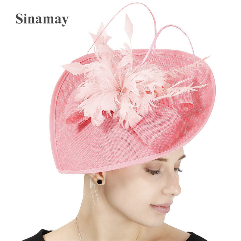Dome Top Hat with Feathers - Women's Hair Clip