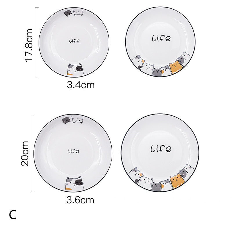 Ceramic Deep Plate Set for Kitchen & Dining - Nordic Style, 8-8.5 Inch