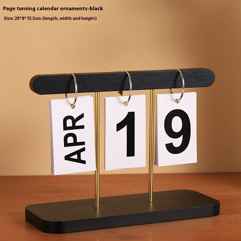 Wooden Calendar Office Desk Decor - Wind Flip & Perpetual Styles for Home & Study