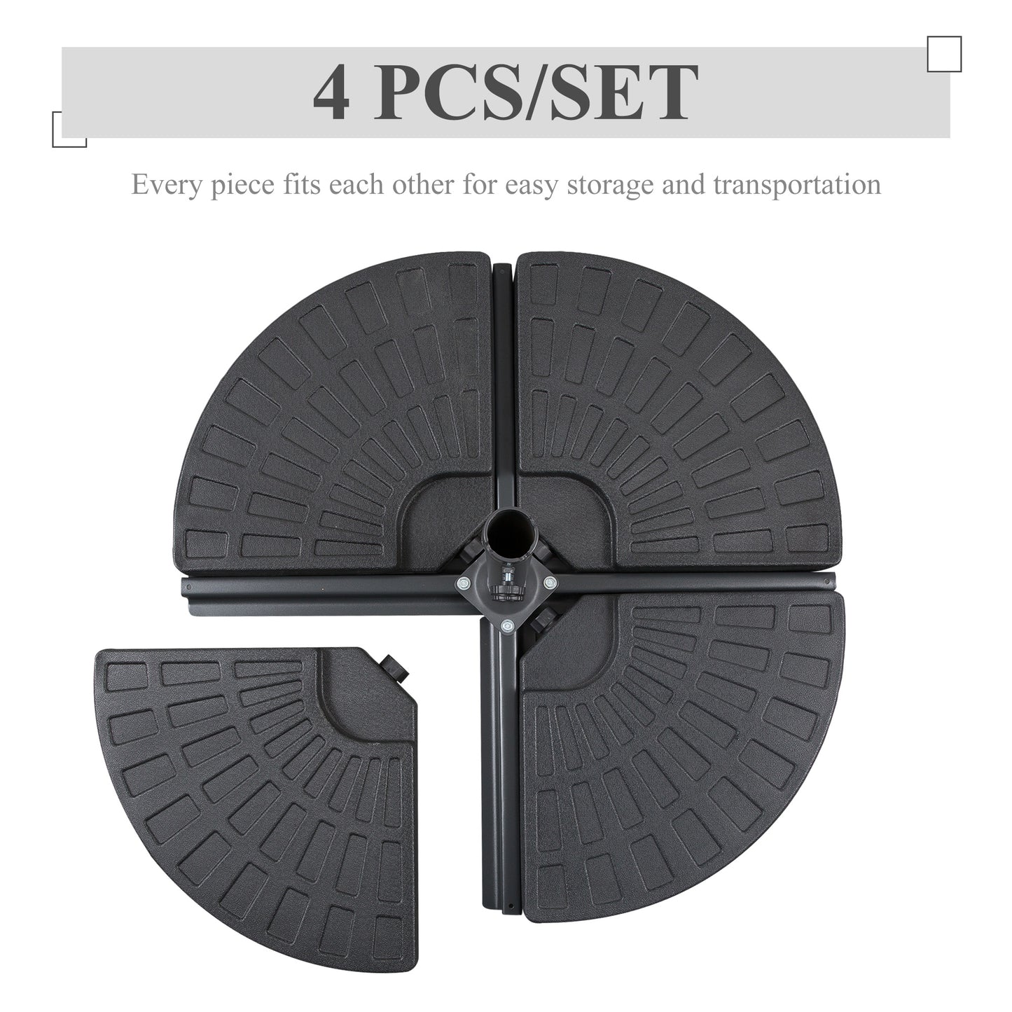 Heavy-Duty Round Fillable Umbrella Base - Black - 4 Piece Set