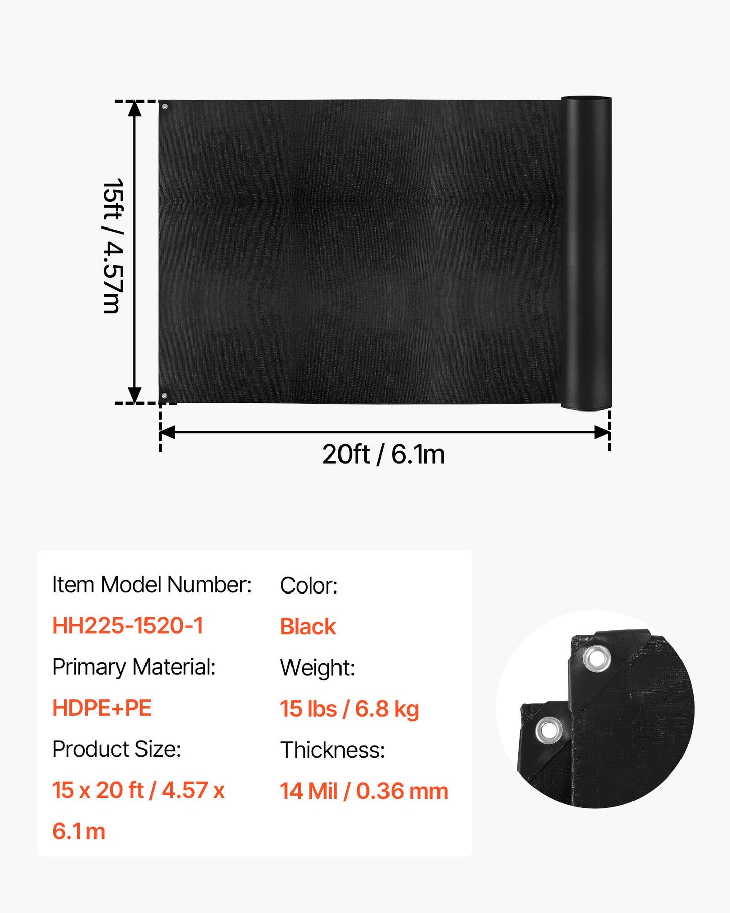 15x20 Ft Pond Liner - 14 Mil Reinforced PE for Outdoor Water Gardens