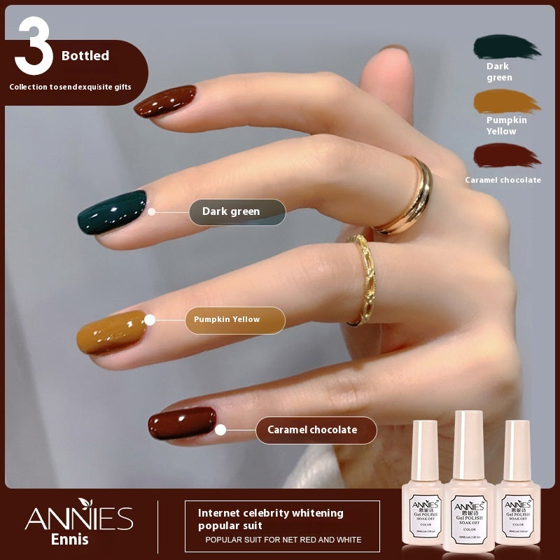 Three-Color Gel Nail Polish Set for Manicure - Nude, Purple, Orange