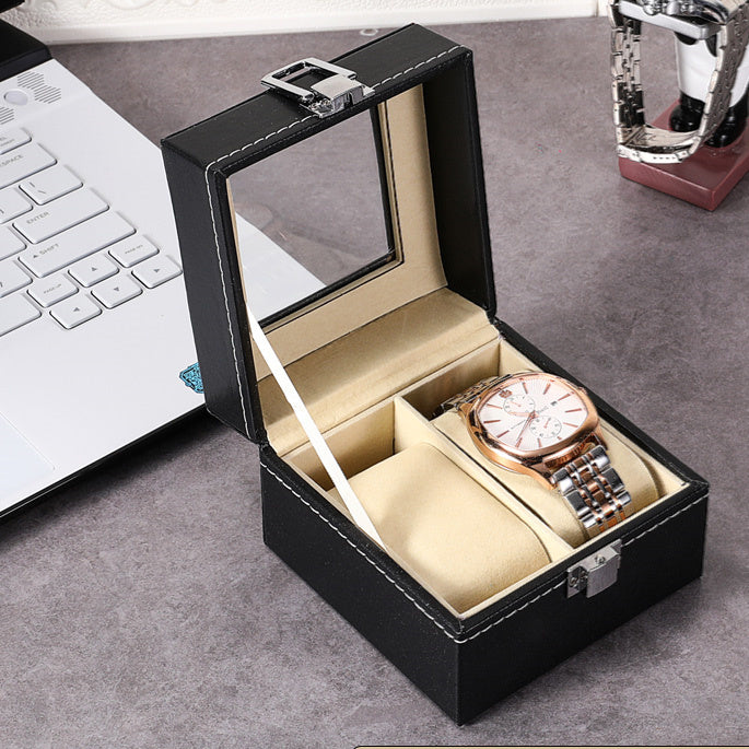 Leather Watch Storage Box with Multiple Compartments - Creative Home Organizer