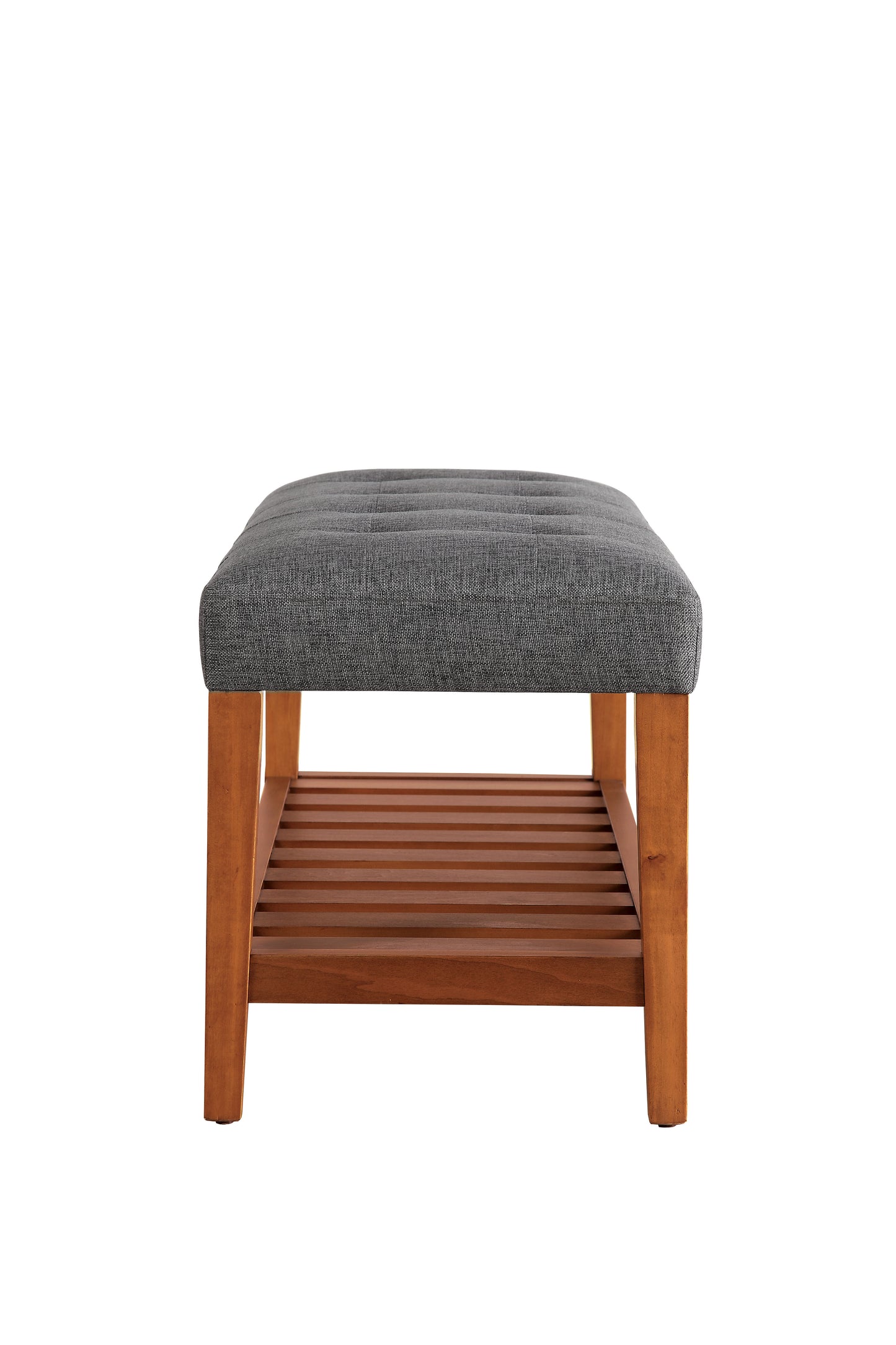 Charla Gray Fabric Bench with Oak Finish - 40" Wide
