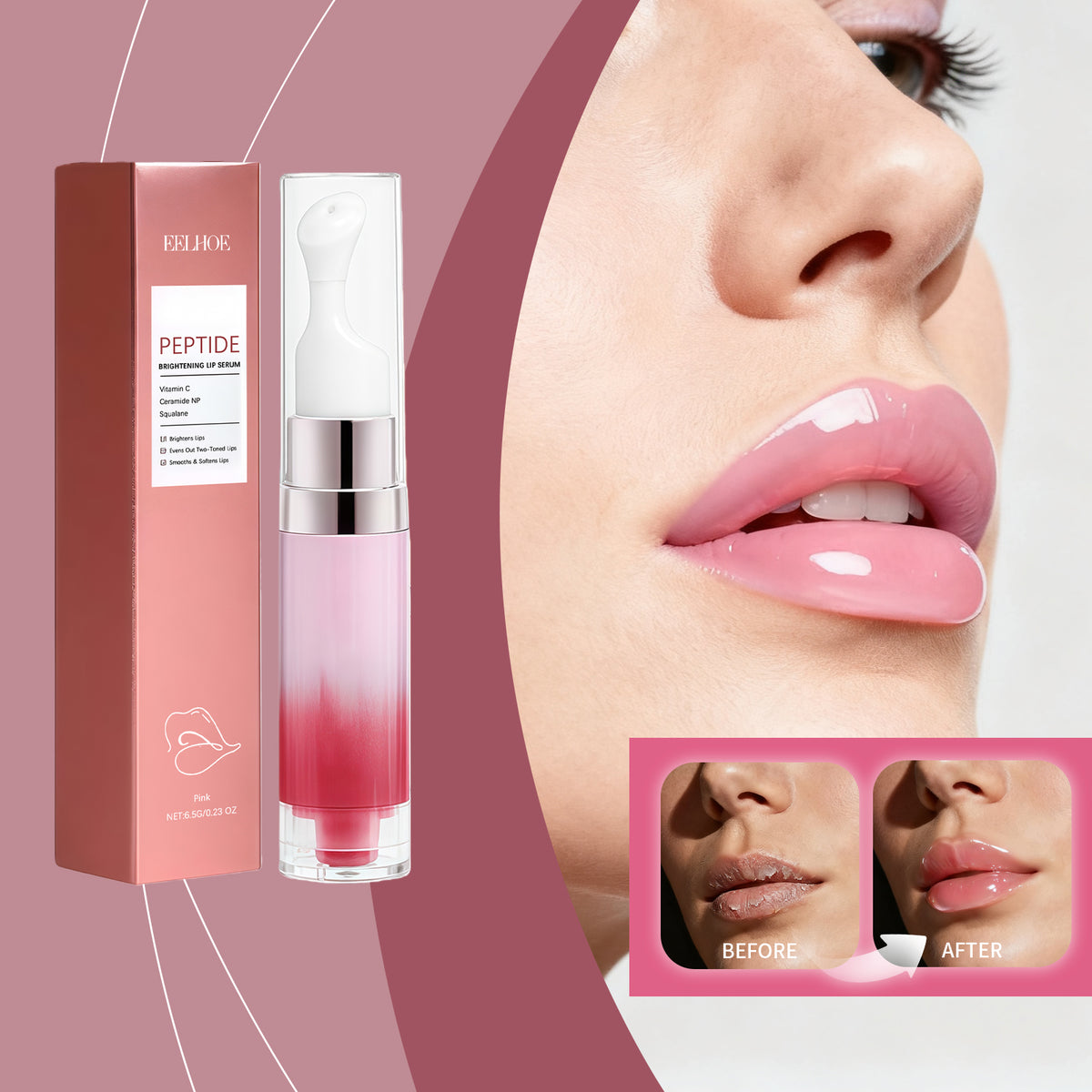 Lip Brightening Moisturizer - Nourishing Lip Essence 6.5g Pink Box