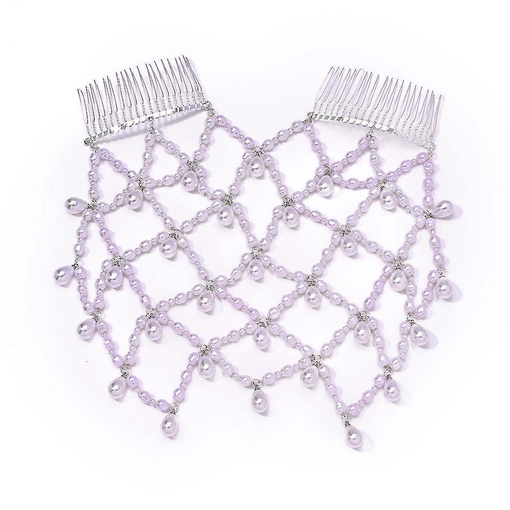 Mesh Pearl Headpiece Baroque Princess Style for Women - Gold & Silver