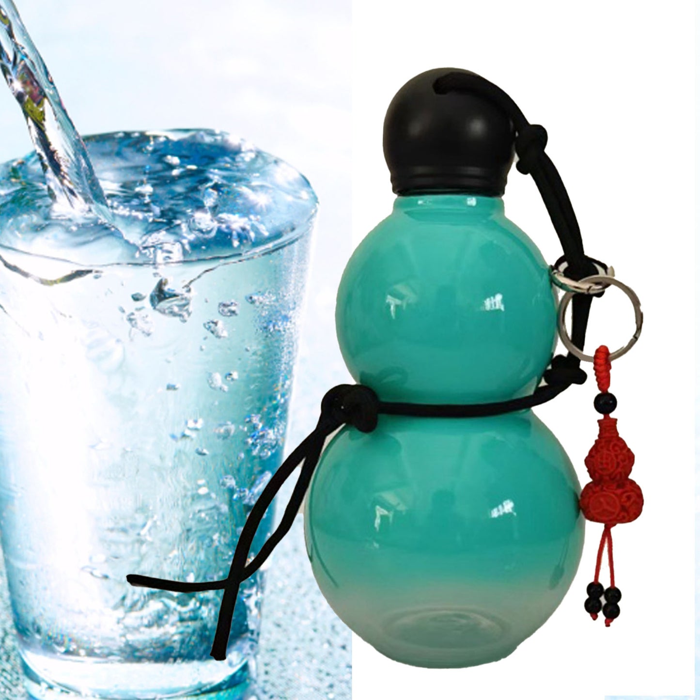 Gourd Style Insulated Water Bottle - 800ml Portable Light Blue
