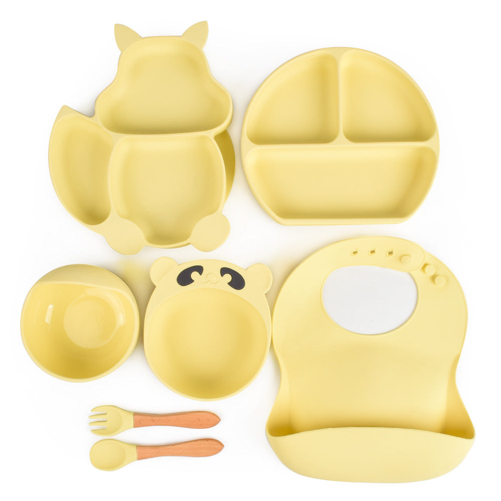Silicone Solid Color Baby Tableware Set - Child Safe Dinnerware Kit