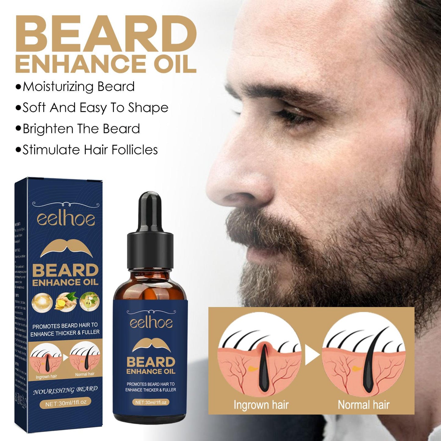 Beard Growth Oil - Moisturizing & Nourishing Serum for Men