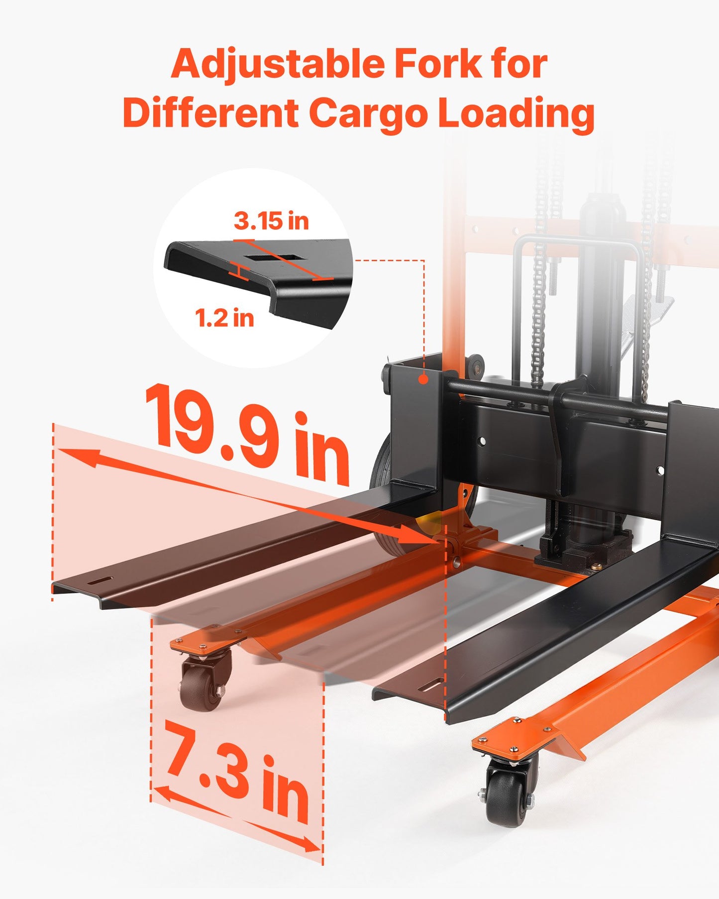 Hydraulic Material Lift Winch Stacker with 450 Lb Capacity - Portable Pallet Jack & Forklift Table, Black