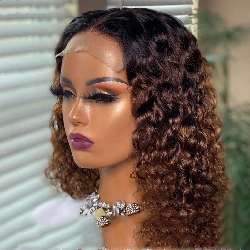 Natural Human Hair Pixie Lace Front Wig for Women - Brown & Black Variants