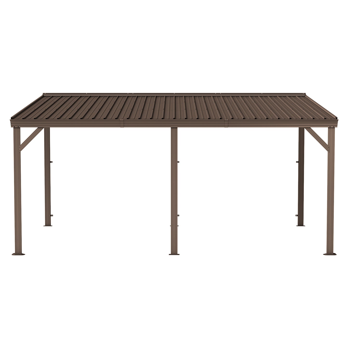 10 X16 Hardtop Lean To Gazebo With Gutters, Connectable Wall Mounted