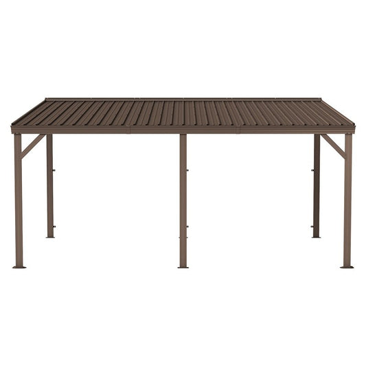 10 X16 Hardtop Lean To Gazebo With Gutters, Connectable Wall Mounted