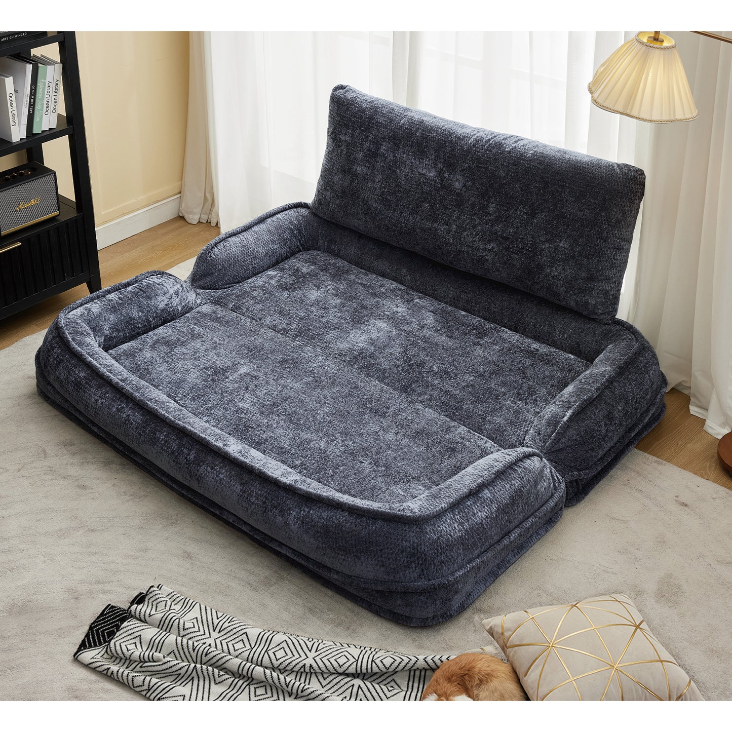Double Lazy Sofa Dog Bed - Extra Large Loveseat in Dark Gray