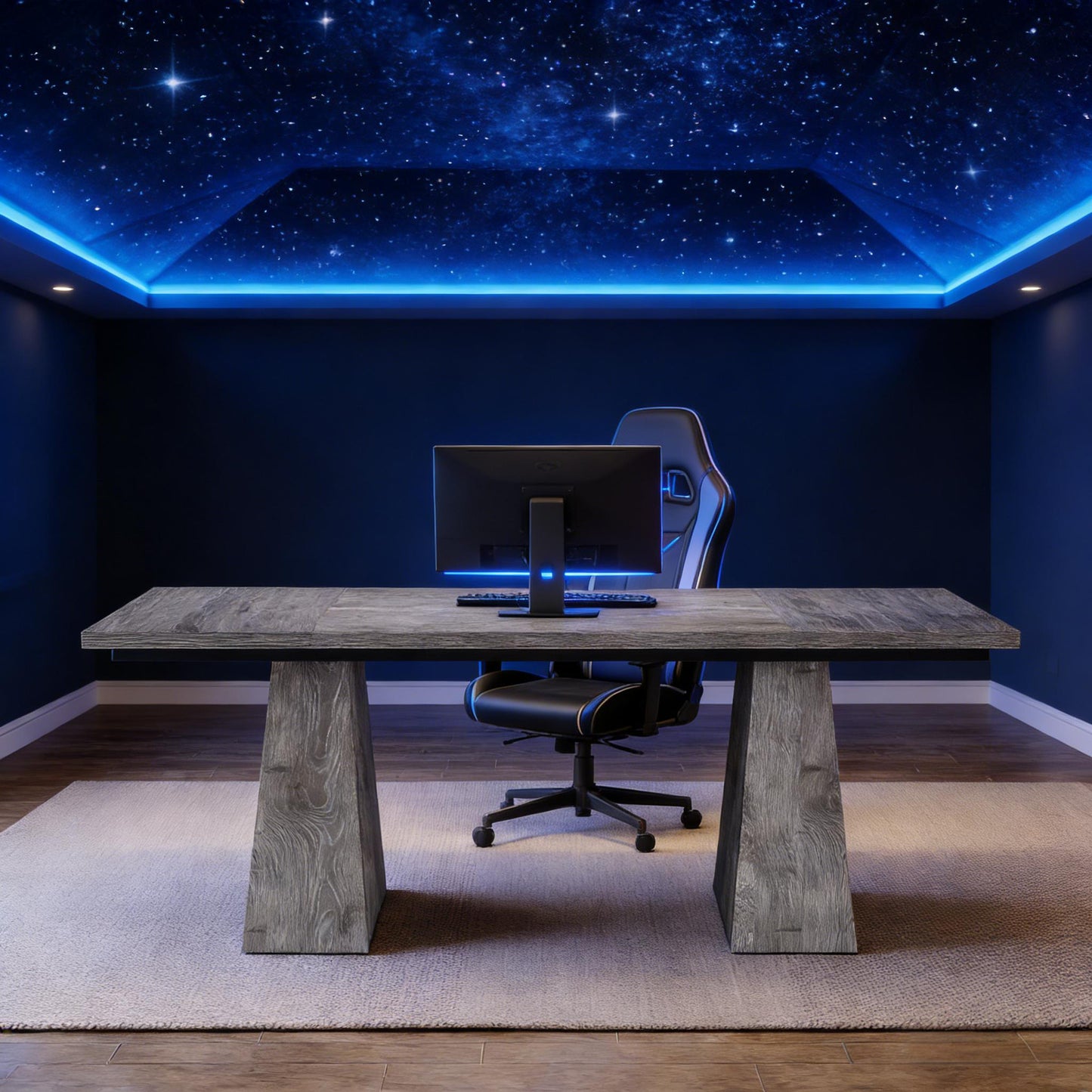 Modern Executive Office Desk - Gray 63" Computer Workstation