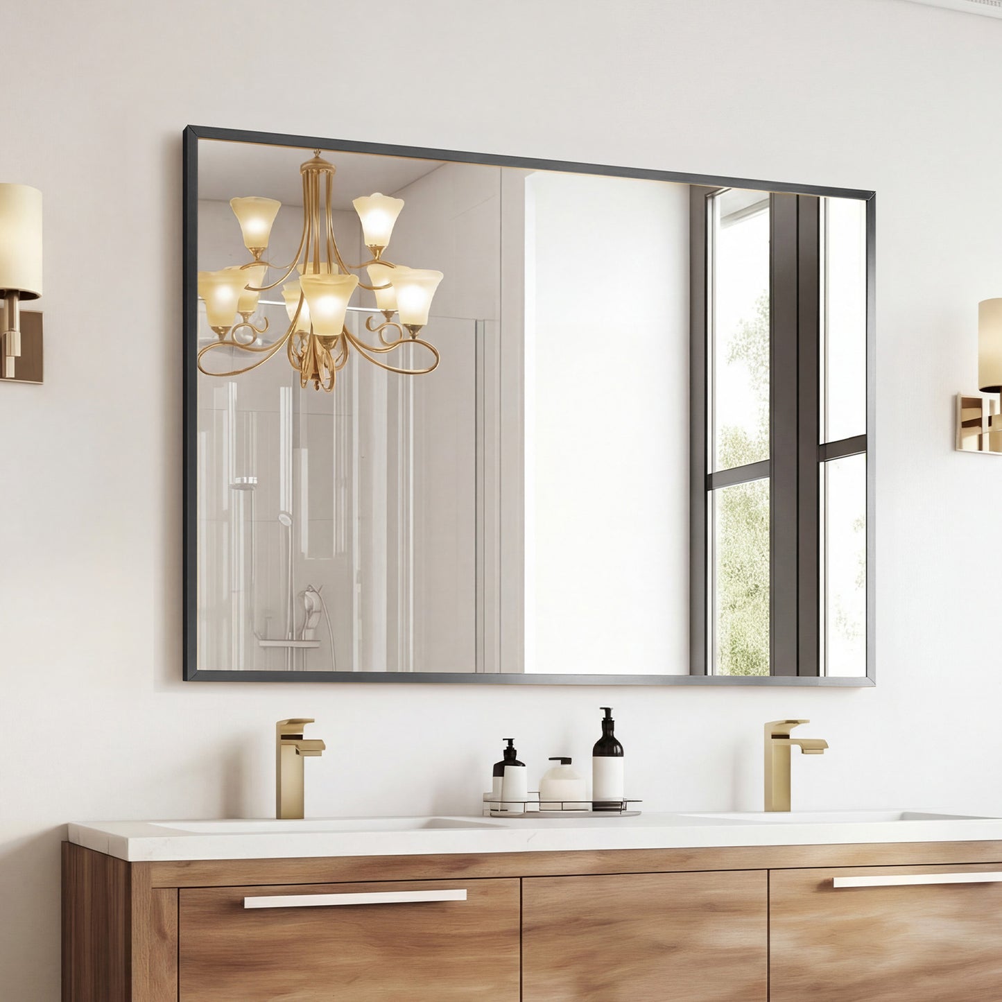 Above The Countertop, There Is A Rectangular Wall-mounted Bathroom