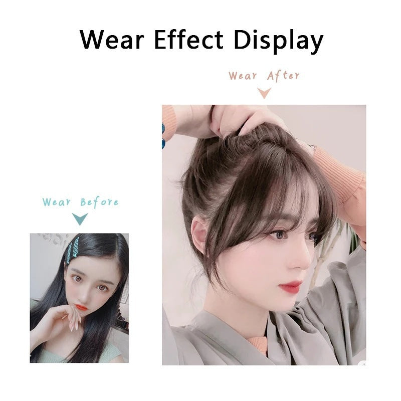 3D Bangs Straight Replacement Hair Covering Wig Set - High-Temp Fiber