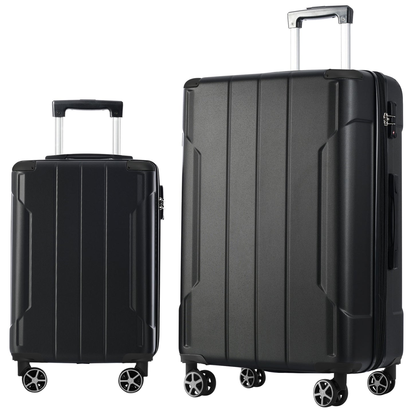 Expandable Hardshell ABS Luggage Set - 2 Piece with TSA Lock - Black