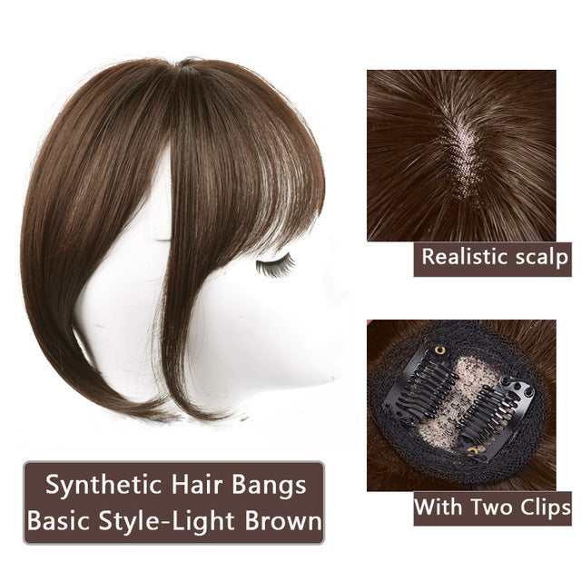 3D Bangs Straight Replacement Hair Covering Wig Set - High-Temp Fiber