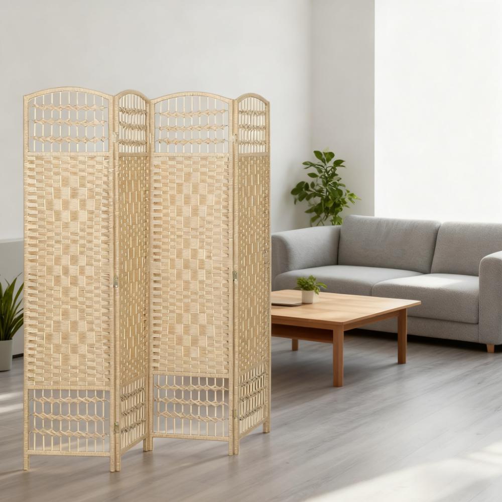 8 Panel Folding Room Divider Privacy Screen - Natural