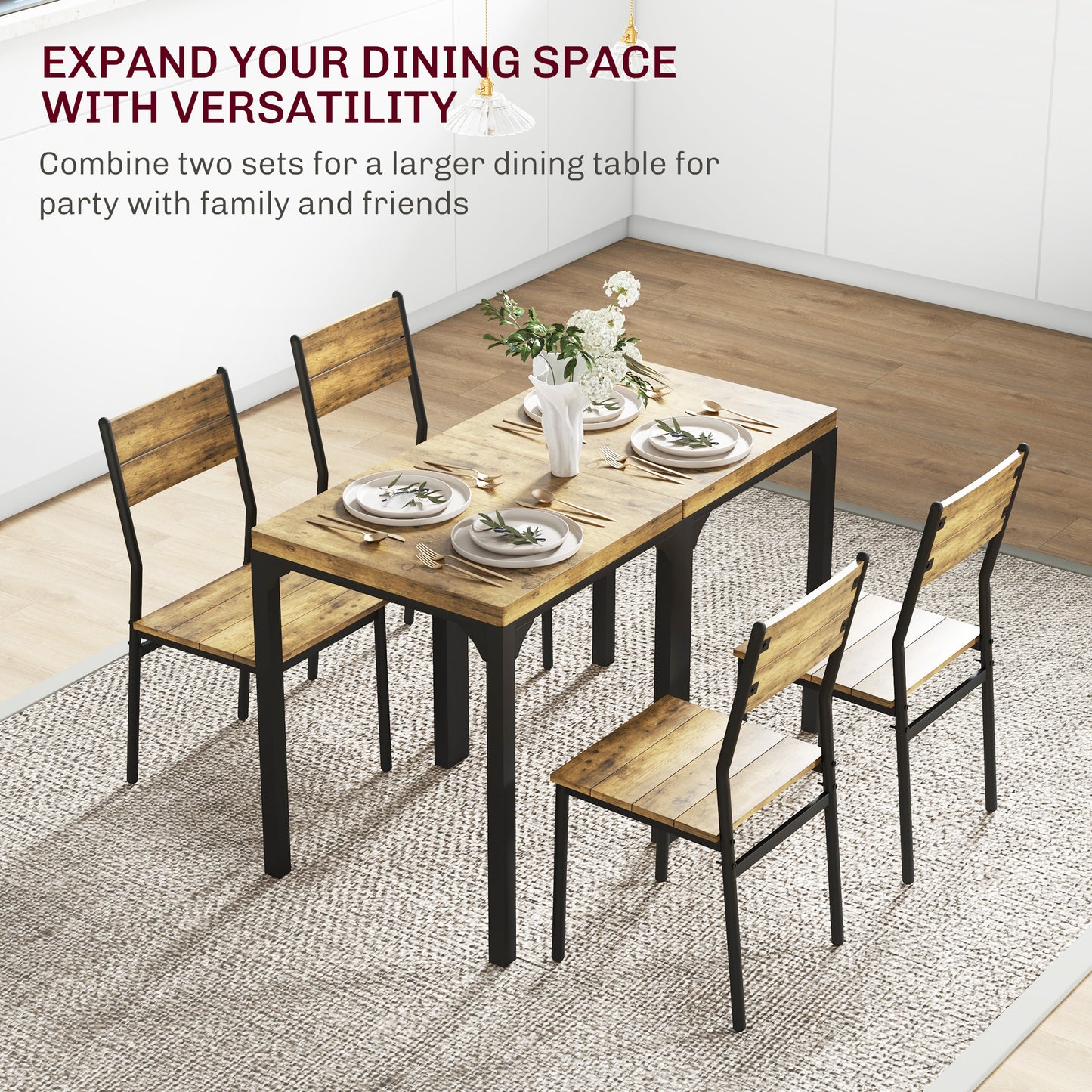 3-Piece Rustic Dining Room Set for Small Spaces - Brown
