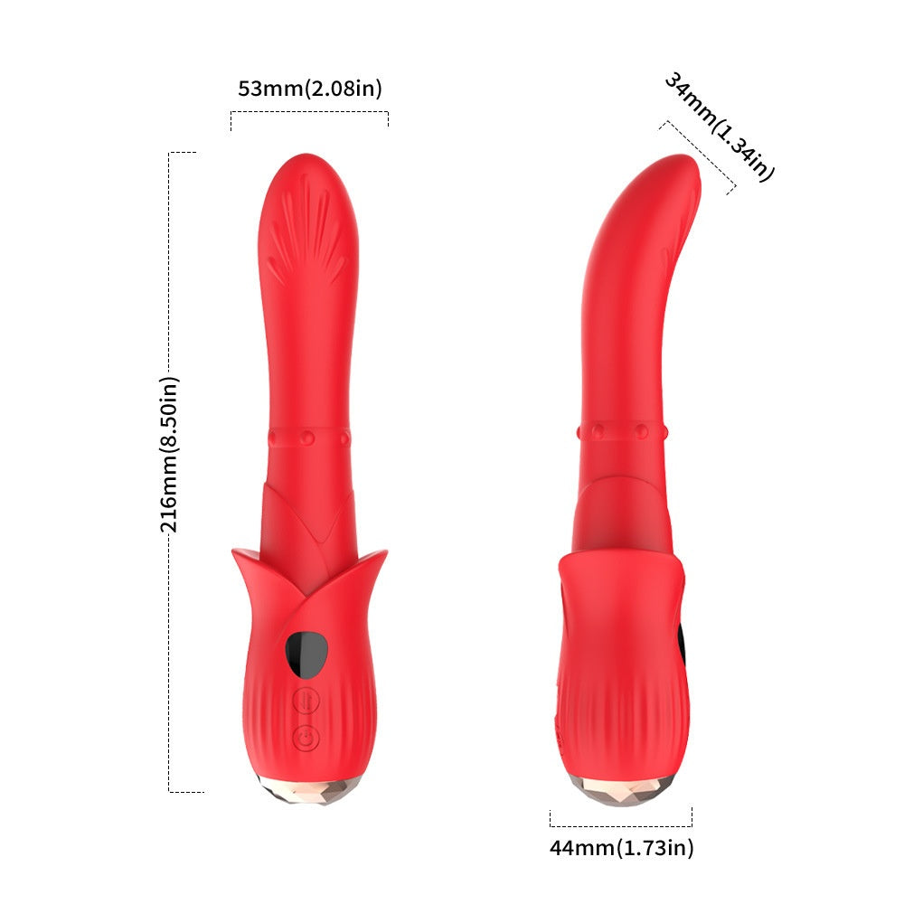Vibrating Stick and Female Sex Toy Masturbator with Finger Sleeve - Silicone, Red