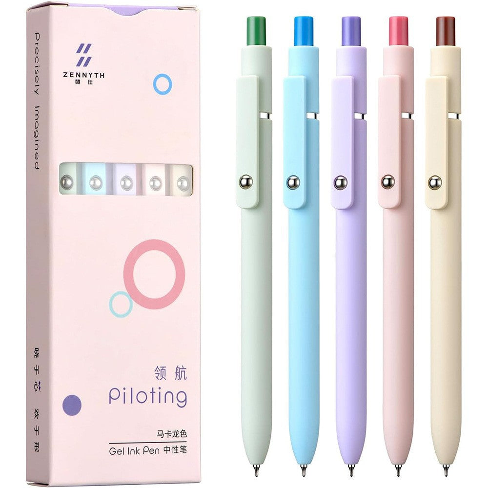 Neutral Refill Pen Set - 0.5mm Tip, Gradient & Morandi Colors, 5 Pieces