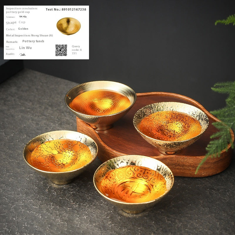 Ceramic Tea Cup Gilding Temmoku Style Tea Bowl for Kung Fu Tea Set - Xiangyun Color