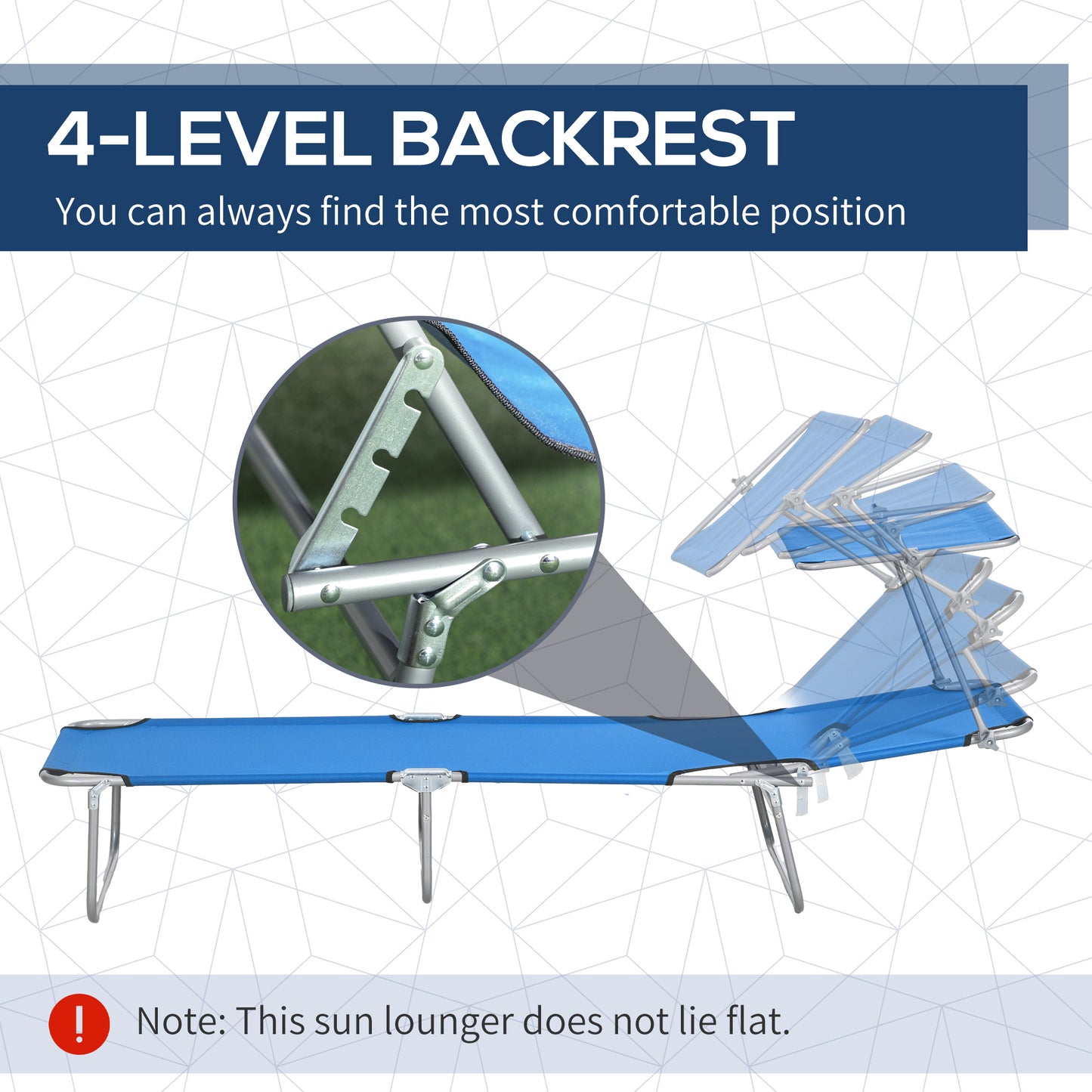 Folding Outdoor Chaise Lounge Chair with Sun Shade - Blue