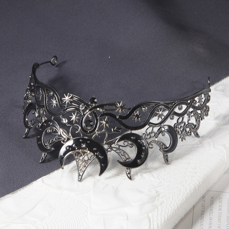 Crescent Moon Bridal Crown - Rhinestone Wedding Headpiece