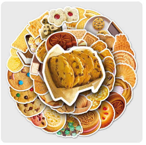 50 Creative Biscuit Pattern Notebook Stickers - Cute Food Series