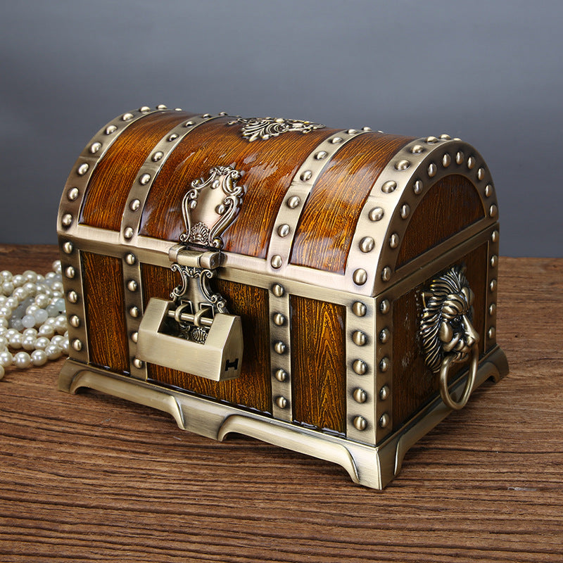 Retro Chinese Style Jewelry Box with Lock - Handcrafted Alloy Storage Chest