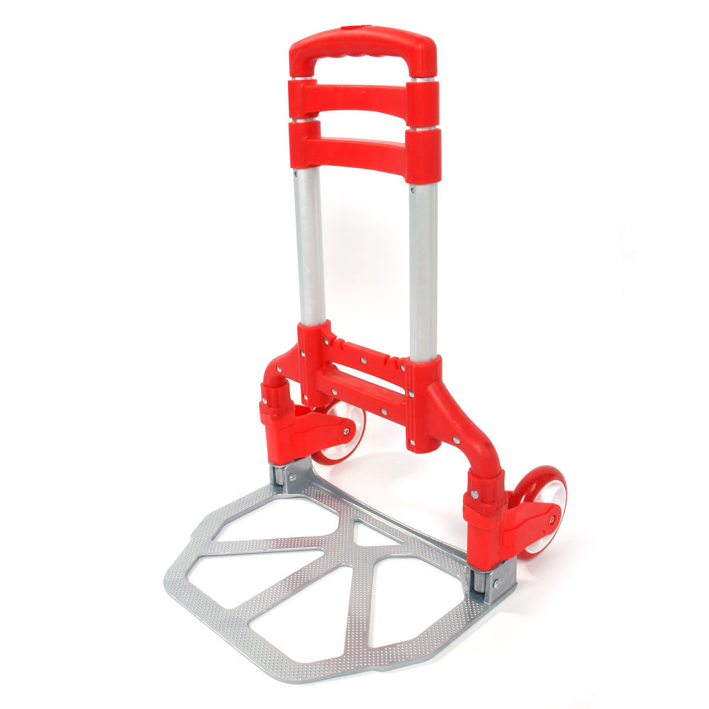Foldable Aluminum Hand Truck with 165 lbs Capacity - Red Portable Trolley