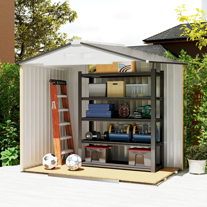 Garden Storage Shed with Double Sliding Doors & Vents - White, 7x4 ft