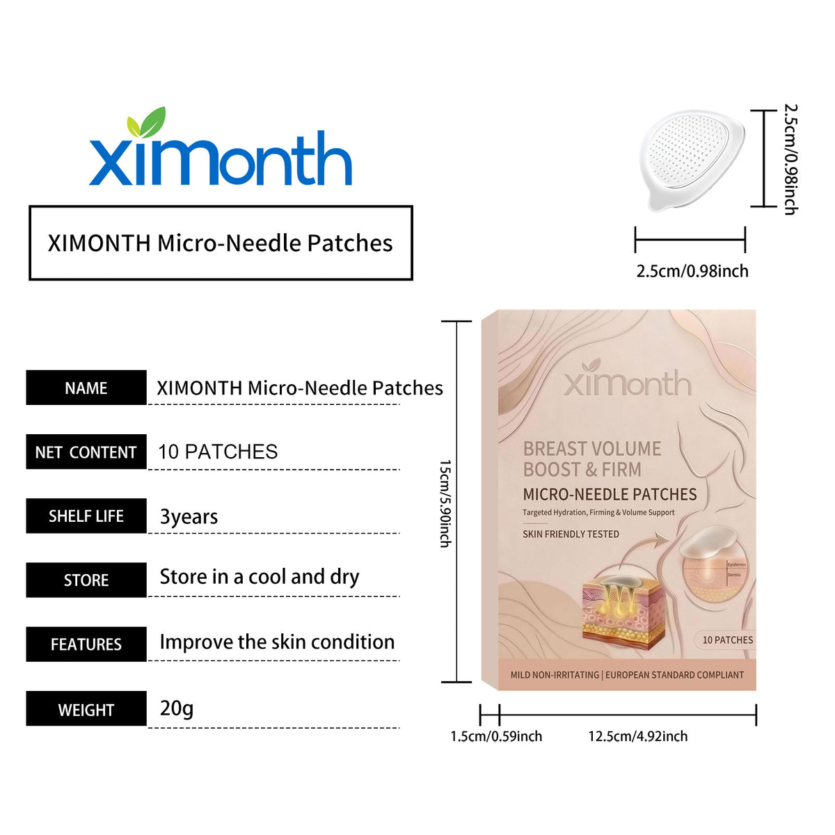 Breast Enhancement Microneedle Patch, 10 Pieces Per Pack