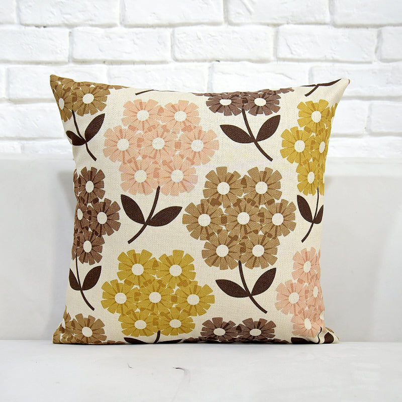 Vintage Style Cotton Linen Pillow Cover with Floral Bird Pattern - Square Cushion Case