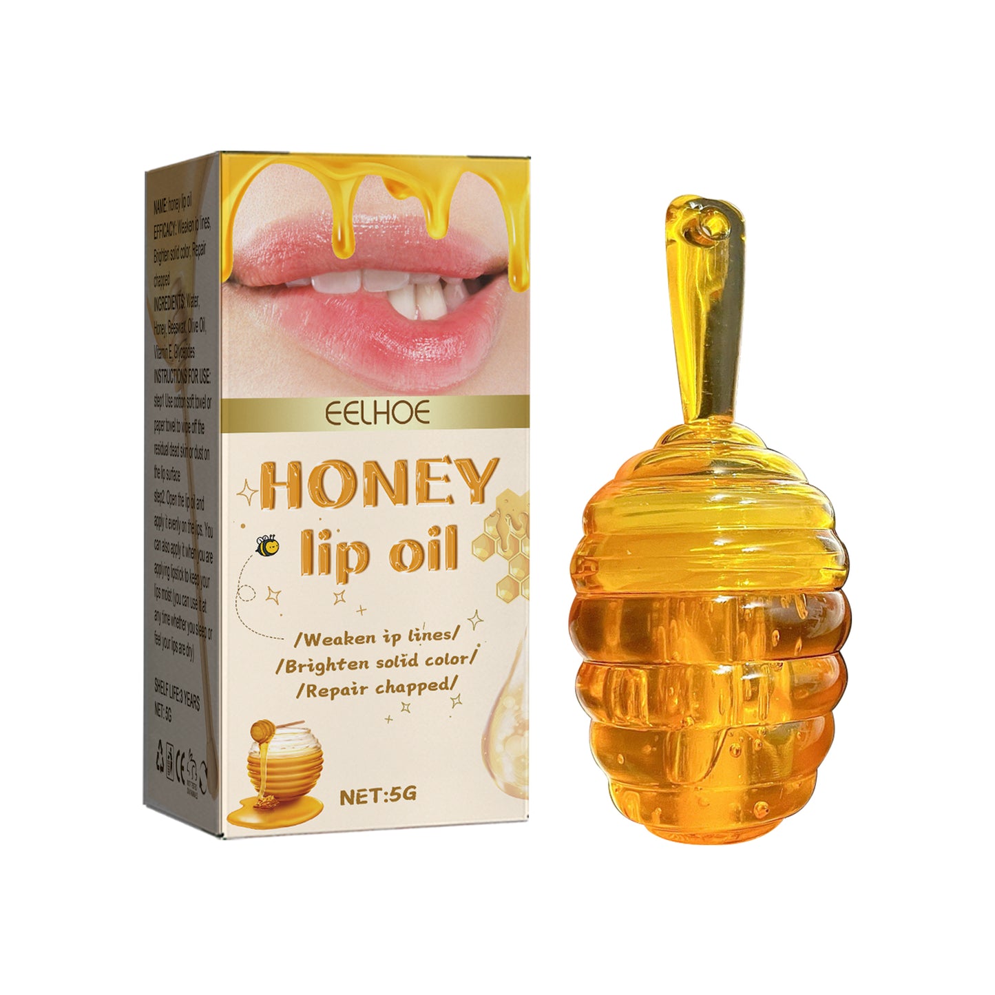 Honey Lip Oil - Moisturizing Treatment for Dry Lips and Fine Lines