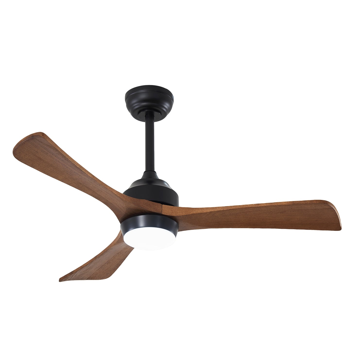 42" Matte Black Wood Blade Ceiling Fan with Remote Control & Lights