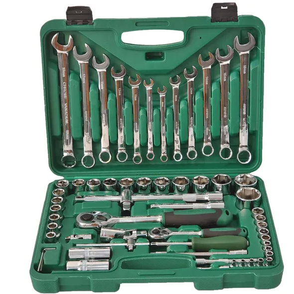 61-Piece Mechanics Tool Set with Sockets, Wrenches & Ratchets for Auto & Machine Repair