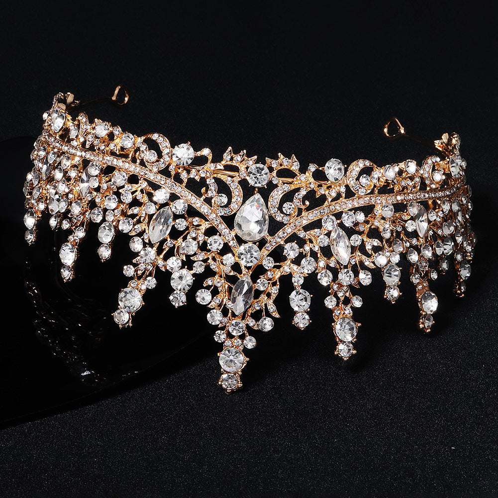 Luxury Diamond Alloy Crown Headband - Gold