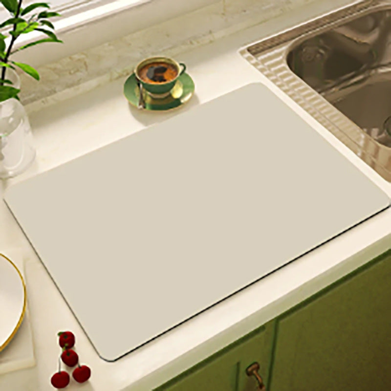 Absorbent Dish Drying Mat Water Drainage Pad for Kitchen Counter Non-Slip
