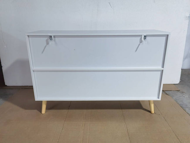 Kids Bookcase with Collapsible Fabric Drawers - White & Green