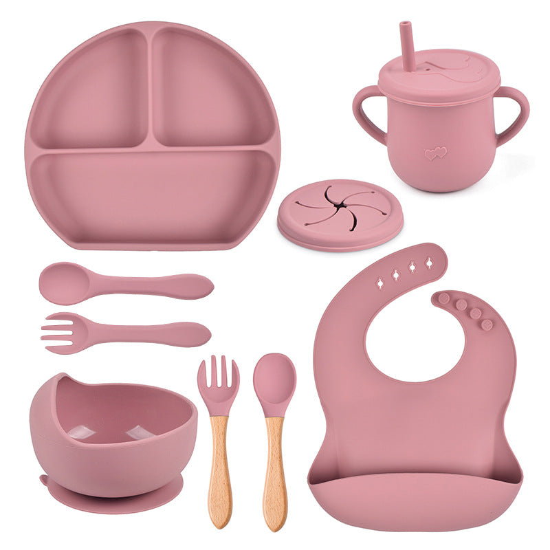 Silicone Solid Color Baby Tableware Set - Child Safe Dinnerware Kit