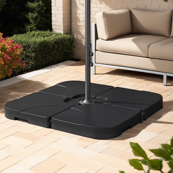 Outdoor Cantilever Umbrella Base 130 Lbs Water & Sand Fillable Square Stand Set