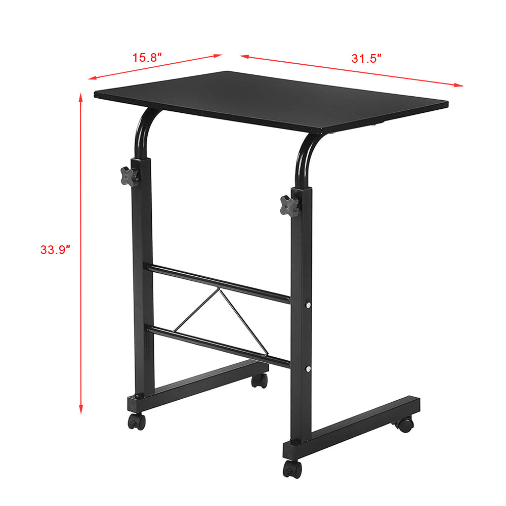 60cm Adjustable Tray Table Rolling Sofa Side Snack With Wheels