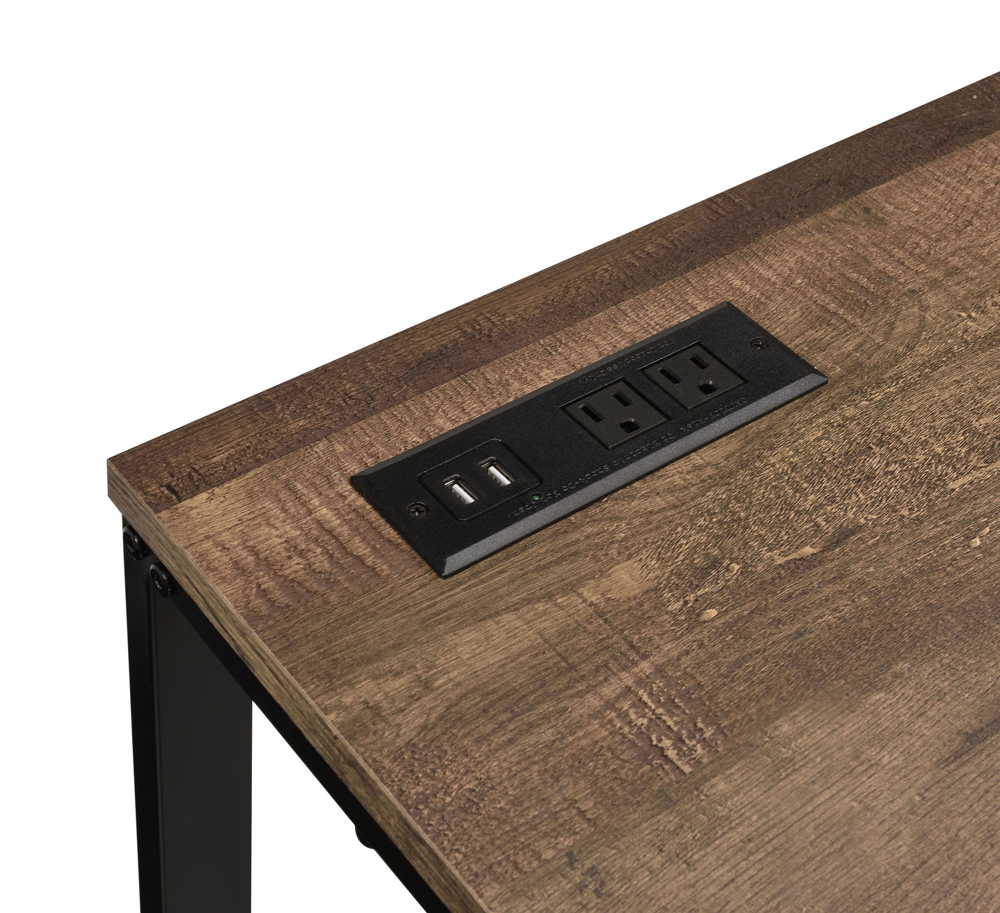 Walnut & Black Finish Writing Desk with USB Port - 47"